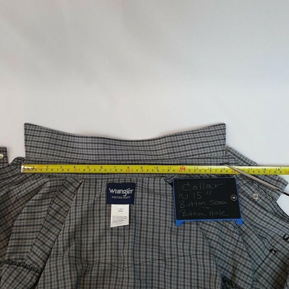 Wrangler Pearl Snap Blue Gray Plaid Long Sleeve We - Picture 6 of 10
